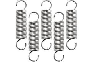 VooGenzek 5 PCS 2 * 17 * 74 mm Extension Spring, Stainless Steel Tension Spring with Hooks, Open Dual Hook Tension Spring, for Tents, Awnings, Trampoline