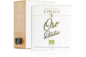 Frantoio Oleario Cirulli Huile d'olive extra vierge biologique, extrait à froid, huile d'olive italienne, sac en boîte avec robinet latéral (5 litres)