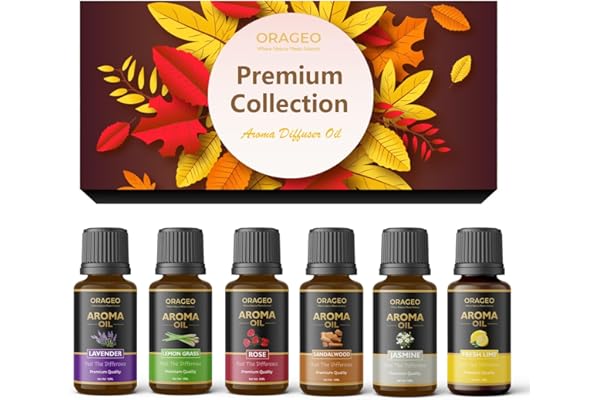 ORAGEO Lemon Grass, Rose, Jasmine, Lavender, Fresh Lime and Sandalwood Aroma Oil Pack of 6 - 10ml Each For Home Fragrance, Candle Making, Office Diffuser Aroma Oil