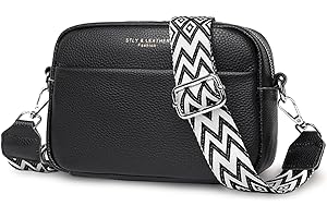 DXIOKO Crossbody Bag Damen, Echtes Leder Umhängetasche Damen Klein Mode Crossbody Bag Breiter Gurt, Damen Schultertaschen Handytasche zum Umhängen für Arbeiten Einkaufen Dating Reisen