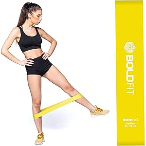 Boldfit Resistance Bands Mini Loop for Women Hip Band/Booty Band for Women/Toning Exercise Bands for Gym Booty Belt/Latex Loop/Theraband for Fitness - Yellow Medium 10-12 kg