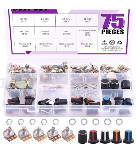 Set 50 Pezzi Trimmer Regolabili 3296W - 10 Valori: 100/200/500/1k/2k/5k/10k/20k/100k/500k Ohm, Potenza 1/4W, Cermet, Fai Da Te