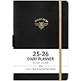 Acadmeic Diary 2025-2026 - A5 Diary 2025-2026 Day Per Page, July 2025 to June 2026, Productivity A5 Daily Planner, with Monthly Tabs, Inner Pocket, Black, Banded, 14.5 X 21 cm