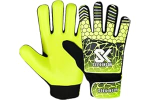 Seekingon Goalkeeper Gloves Kids, Children, Football Training Gloves with Premium Grip, Weather-resistant, Breathable, Latex Goalie Gloves Sizes 4/5/6/7