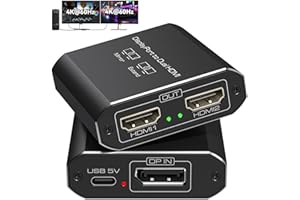 JCYMELE 4K@60Hz Displayport a Dual HDMI Adattatore Display Port a 2 HDMI Splitter per 2 Monitor per Computer Grafica Schede Supporta MST & Modalità SST
