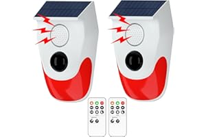 Chatthen Sistemi di sicurezza domestica, allarme solare con sensore di movimento con monitoraggio remoto, allarme esterno resistente alle intemperie, 120 dB 24 ore 3 modalità, 2 Confezione