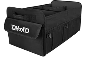 YOHOOLYO Car Boot Organiser 72L Large Capacity Car Organiser Collapsible 4 Compartments Storage, Multicolor Car Accessories for Women/Men, Black