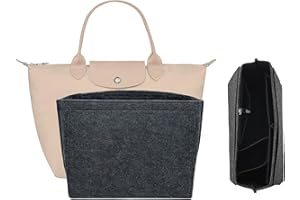 XSDSLS Organisateur de Sac en Feutre Organiseur de sac à main pour sac Le pliage Femme Organiseur de sac Rangement pour Sac Longchamp (Gris foncé, S)