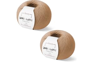KALAPANTA Gomitoli Cashmere e Lana merino extrafine per lavoro a maglia, Lana Gatto Linea Vip, 100 gr., 400 mt, (Cammello - 14618, 2)