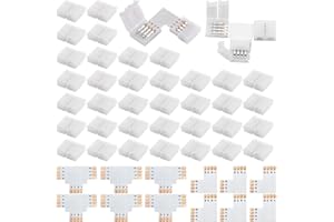EKSAVE 4 Pin RGB LED Light Strip Connectors 6 Pcs T Shape+6 Pcs L Shape+6 Pcs Gapless for SMD 5050 Multicolor LED Strip