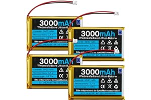 4 stycken 3,7 V 3 000 mAh litiumbatteri 1S 1C LiPo batteri med skyddskort isoleringstejp av gummi, Micro JST 1,25 kontakt för Arduino Node MCU ESP32 utvecklingskort