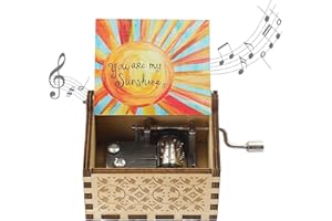 SYWAN You are My Sunshine Wood Music Boxes,Vintage Hand Crank Carved Musical Box for Birthday/Christmas/Valentine's Day Mother's Father's Day (clorful Sun)