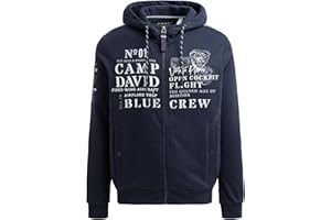 Camp David Herren Sweatjacke mit Kapuze und Logo Artworks