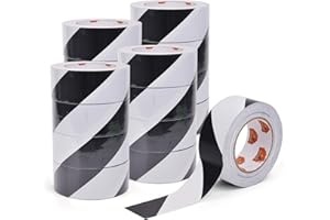 TAPEBEAR 16 Rollo Cinta De Peligro, 50mm x 46m Cinta Adhesiva De Advertencia De Peligro, Blanco y negro Cinta Adhesiva De Seguridad, Autoadhesiva Cinta Para Suelo