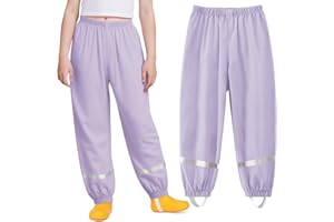 Domueay Kids Waterproof Trousers Boys Girls Breathable Lightweight Rain Pants with Reflective Strip Mud Dirty Proof Trousers Outdoor Windproof Overtrousers Unisex Rainwear for Children Age 1-10 Years