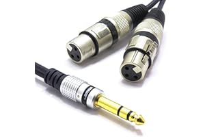 VITALCO 2x XLR Femina a Jack 6.3mm Stereo Cavo per Microfono 3m Jack 6.3 TRS Audio a Doppio 3 Pin Connettore Adattatore