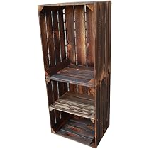 4 Caisses En Bois Flammé 50x40x30cm - Rangement Vintage - Empilables - Style Rustique - Pin écologique