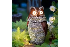 YZYOE LED solar nodding owl light, outdoor atmosphere decoration light, cute resin moving owl courtyard landscape lamp.