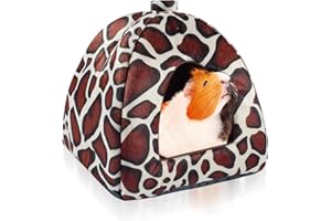 AsyinXson Lit Cochon d'Inde, Maison pour Cochon d'Inde, Petits Animaux Couchages Confortable et Chaud, lit Grotte pour Lapin Nain Chinchilla/Hérisson/Cobayes/Hamsters（Imprimé Léopard）