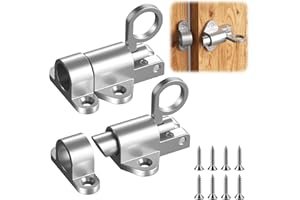 2 Stück Automatische Türriegel, Federriegel Schlossriegel, Riegelschloss Gartentor Riegel Schubriegel mit Schrauben, Schiebeschloss für Fenster, Schranktüren, Gartentore, Tierkäfige usw (Silber)