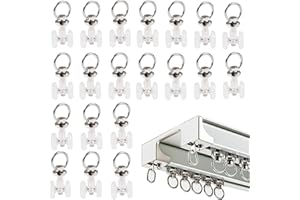 Funmo Gancio per Tende Scorrevoli, 20 Pezzi Ruote A Doppio Binario per Tende, Supporto Soffito Gancio Aliante Corridore Guida Rullo Scorrevole Tenda Leggero (Bianca)