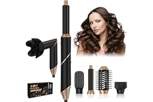 LULUANPING 6 in 1 Haartrockner Warmluftbürste Set, Multifunktionale Heißluftkamm, Curly Hot Air StylerHeißluftbürste Styler Tool, Curler Negativ Ionic Curler Richtkamm Für Salon Hairstyling Curling (Schwarz)