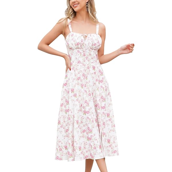 Robe D'Été Femme Décontractée - Imprimé Fleuri, Col Halter, Dos Nu - Tissu Léger Élastique - Pour Plage, Vacances, Sortie