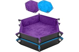 SIQUK 2 Pièces Piste de Dés Cuir et Velours Plateau de des Pliable pour DND RPG Jeux de Table (Violet, Bleu Ciel)