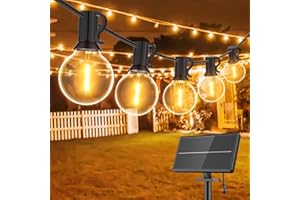 ‎GLUROO GLUROO LED Lichterkette Außen Solar, 15M Lichterkette Glühbirne mit 4 Beleuchtungsmodi, 25+2 Birnen, Lichterkette Außen Strom Wasserdichte für Zuhause, Terrasse,Party