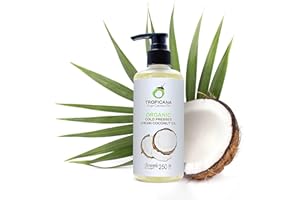 ‎TROPICANA VIRGIN COCONUT OIL Tropicana Oil Bio Kokosöl - 250mL Flasche mit Pumpkopf- Bio Kokosnussöl, Nativ, Kaltgepresst, Rohkostqualität, Rein (250ml) - zum Kochen, Braten und Backen, für Haare und Haut