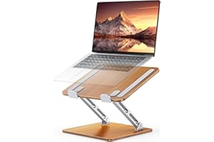 CIRYCASE Ergonomischer Laptop Ständer Höhenverstellbarer, Aluminium & Holz Laptop Stand, Faltbarer Dual-Bar Laptopständer, Notebook Ständer Stehpulte Kompatibel mit MacBook, HP 10-16"