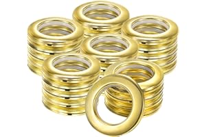 M METERXITY 25er-Pack Vorhangösen, 1-9/16" (40mm) Innendurchmesser Kunststoff Vorhangringe Clip Ösenringe Nanoscale Low Noise Römischer Ring für Fenster/Stoff, Heimvorhänge Ösen [Glanz Gold]