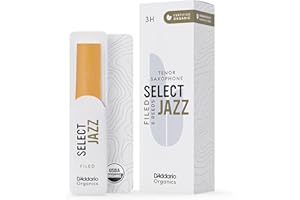 RICO D’Addario Woodwinds - Organic Select Jazz Tenor Saxophone Reeds - Tenor Sax Reeds - Individually Sealed - Filed, Hard, Strength 3, 5-Pack