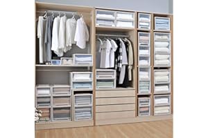 HOMIECO Stackable Transparent Plastic Storage Box Drawer Unit Organizer Wardrobes for Office