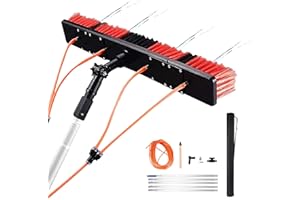 WALISK 3-12m Perche Telescopique Nettoyage Brosse Telescopique De Nettoyage pour Panneaux Solaires Photovoltaïques, Fenêtres, Brosse De Lavage De Voiture, Brosse De 55 Cm
