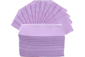JREMREO 125 Stück 45 x 32.5 cm Dental Lätzchen Einweg, 3 Ply wasserdicht Piercing Tattoo Papier Tischdecken Clean Pad Patienten Serviette Tissue Lätzchen für Zahnklinik, Tattoo-Station und Salon (Lila)