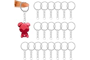 ZYFC 20 Pcs Metal Split Key Chain Rings, Key Chain Rings with Chain and Open Jump Rings Metal Splits Key Ring Hoops, Metal Keyring Chains, Set, for DIY Crafts, Keys, Pendant, Jewelry Making (Silver)