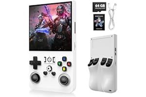 XISKT 2025 Upgrade R36MAX Retro Handheld Game Console with 64GBuilt-in 18000+ Classic Games, Portable Video Gaming Console Linux System 4.0 Inch IPS Screen, 4000mAh Rechargeable Battery-White