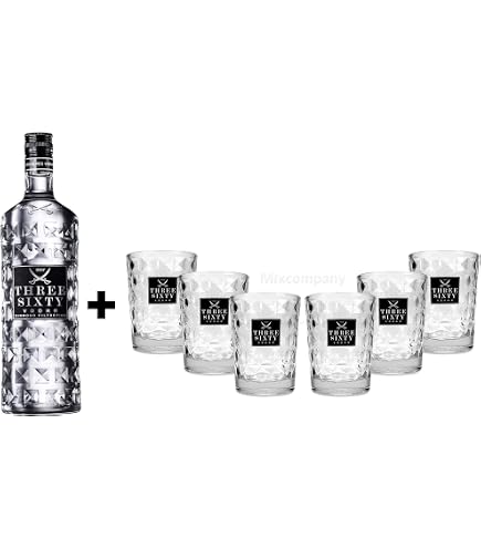 Three Sixty Vodka 3,0 Liter Geschenkset mit 6 Gläsern und Pumpe Lebensmittel & Getränke
