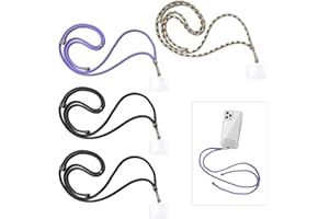 CQQNIU Uniwersalny wiszący pasek na telefon na szyję, łańcuszek do telefonu z breloczkiem i paskiem na szyję, kompatybilny z większością smartfonów do etui na telefon (2 czarne plus 1 tęcza plus 1 fioletowy)
