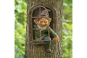 LSDZHK Elf Out The Door Baumhugger Gartenfigur, Gnom Harz Figur Hängend, Baum Gesichter Dekoration für Terrasse Rasen Ornament (Männer)