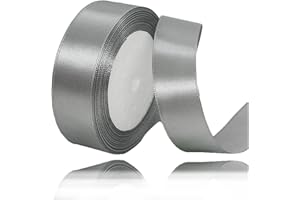 ALOHOVME Ruban Satin Gris 20mm, 23 mètres Rubans de Tissu Couture Ruban Cadeau pour Décoration de Mariage, Emballage cadeau, Bouquet de fleurs, Artisanat DIY, Décoration gâteau d'anniversaire et Noël