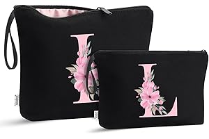 Vavabox Kulturbeutel-Set, Geburtstagsgeschenke für Frauen, Reise-Kulturbeutel mit Griff, 2-teilig, Schwarz, L