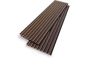 BUBOS Akustikpaneele 2er Set, 120x32,7 cm Wandpaneele Holz, wandverkleidung holzpaneele wand für Wohnzimmer,Home Office & Studio(Natürliche Walnuss)