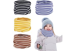 GLAITC 4 Pcs Kids Neck Scarves for Boys Girls,Cotton Warm Winter Autumn Scarf Neck Warmer Loop Scarves,Toddler Scarf Thermal Windproof Neckerchief for Kids Winter Gift,4 Styles