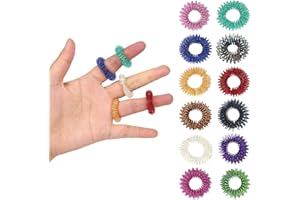 Steemjoey 12 PCS Fidget Rings Acupressure Rings Spiky Sensory Finger Rings for Kid Adults, Acupuncture Massage Rings Set for Stress Relief Anxiety Promoting Blood Circulation
