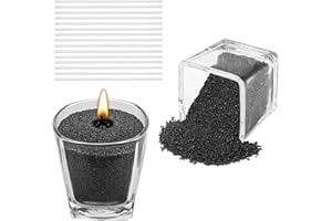 Scentoria Kerzensand 500g, Kerzensand mit Docht, Kerzenwachs Granulat mit 17 Dochte 6 cm, Wachsgranulat für Kerzen, Kerzen Sand, Kerzengranulat für die DIY Kerzenherstellung (Schwarz)