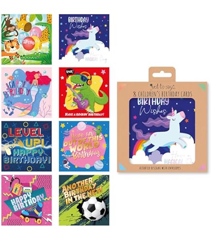 Sixstore Confezione da 8 biglietti d'auguri misti assortiti di buon compleanno per adulti con buste