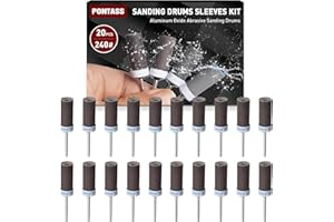 PONTASS 20 Piezas 240 Granos Tambores de Lijado para Dremel, Mangas de Lijado con Vástago 3 mm Cilindros de Lijado, Lija Accesorios Lijas de Tambor Utilizado para lijar, Pulir y Desoxidar Metales