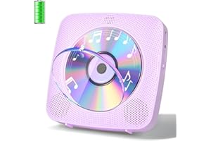 Gueray Lettore CD Portatile Bluetooth con 1800mAh Lettores CDs Desktop Ricaricabile per la Casa con Doppi Altoparlanti Telecomando FM Radio Timer USB AUX Porta Auricolare (Violetta)